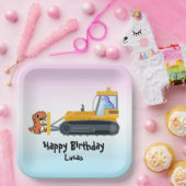 Funny Dinosaurier Traktor Junge Zurück zur Schule Pappteller (Party)