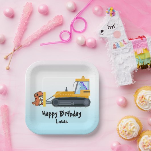 Funny Dinosaurier Traktor Junge Zurück zur Schule  Pappteller (Party)