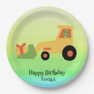 Funny Dinosaurier Traktor Truck Birthday Party Jun Pappteller