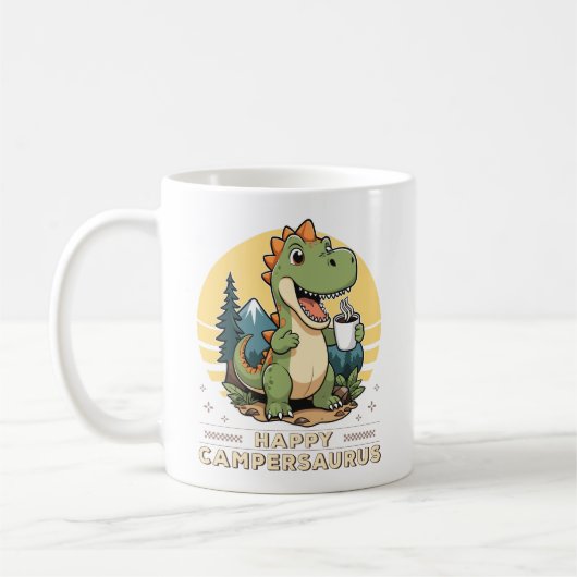 Funny Dinosaurier trinken Kaffee Außenbereich Camp Kaffeetasse (Links)