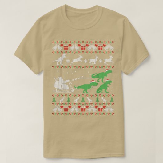 Funny Dinosaurier und Weihnachts-Sweater  T-Shirt (Design vorne)