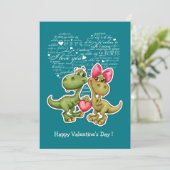 Funny Dinosaurier Valentinstag Flachkarten Feiertagskarte (Stehend Vorderseite)