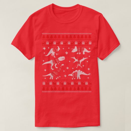 Funny Dinosaurier Weihnachten Ugly Christmas Sweat T-Shirt (Design vorne)