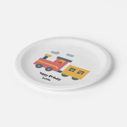 Funny Dinosaurier Zug LKW Junge Zurück 2 Schule Ge Pappteller (Schrägansicht)