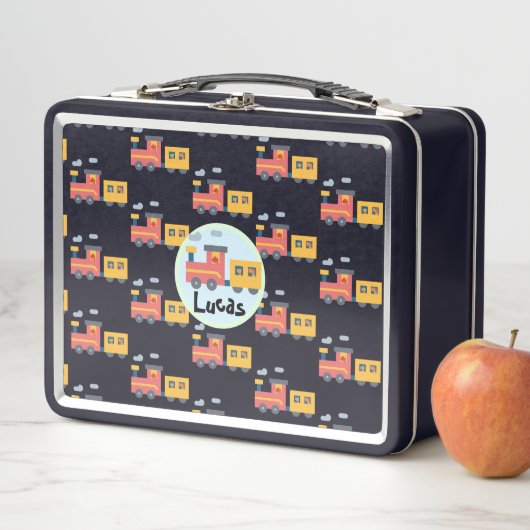 Funny Dinosaurier Zugfahrer Junge Zurück zum Schul Metall Brotdose (Beispiel)