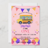 Funny dinosaurier Zurück zu Schulbus Mädchen Gebur Save The Date (Vorderseite)