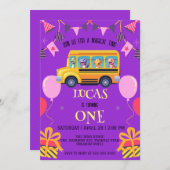 Funny Dinosaurier zurück zum Schulbus Junge Geburt Save The Date (Vorne/Hinten)