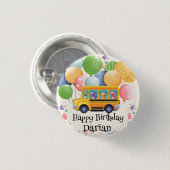 Funny dinosaurier Zurück zur Schule Bus Ballon Geb Button (Vorne & Hinten)