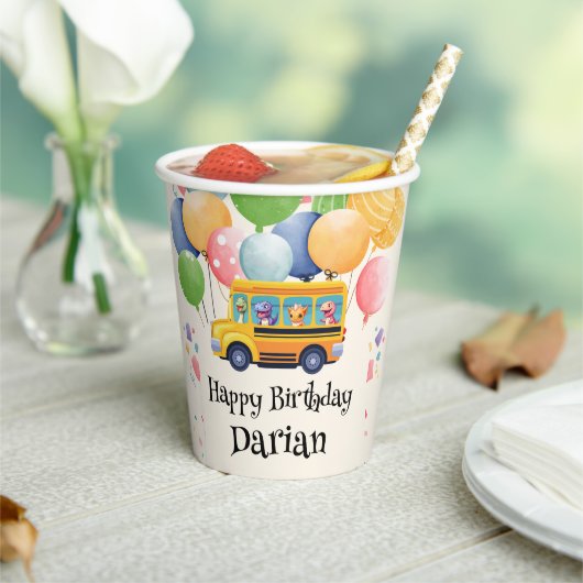 Funny dinosaurier Zurück zur Schule Bus Ballon Geb Pappbecher (In Situ)