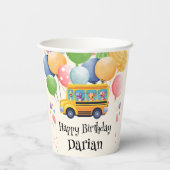 Funny dinosaurier Zurück zur Schule Bus Ballon Geb Pappbecher (Rückseite)