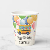 Funny dinosaurier Zurück zur Schule Bus Ballon Geb Pappbecher (Vorderseite)