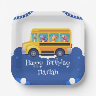 Funny dinosaurier Zurück zur Schule Bus Ballon Geb Pappteller