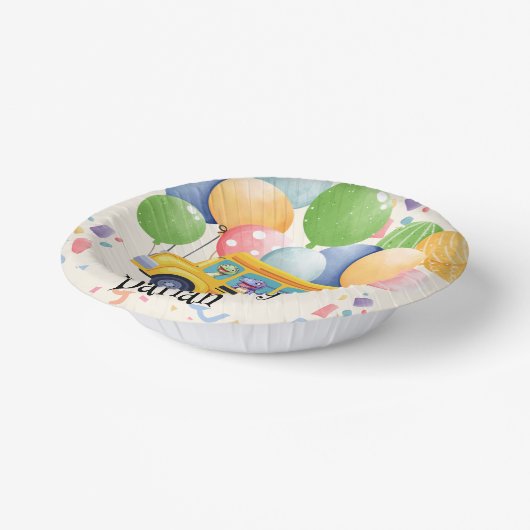 Funny dinosaurier Zurück zur Schule Bus Ballon Geb Pappteller (Gewinkelt)