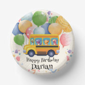 Funny dinosaurier Zurück zur Schule Bus Ballon Geb Pappteller (Vorderseite)