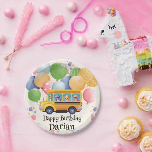 Funny dinosaurier Zurück zur Schule Bus Ballon Geb Pappteller (Party)