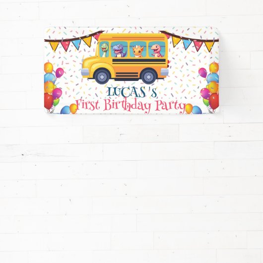 Funny dinosaurier Zurück zur Schule Bus Junge Gebu Banner (InSitu)