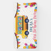 Funny dinosaurier Zurück zur Schule Bus Junge Gebu Banner (Vertikal)