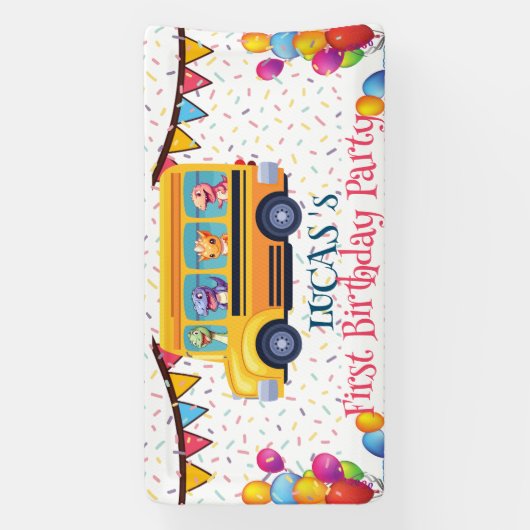 Funny dinosaurier Zurück zur Schule Bus Junge Gebu Banner (Vertikal)