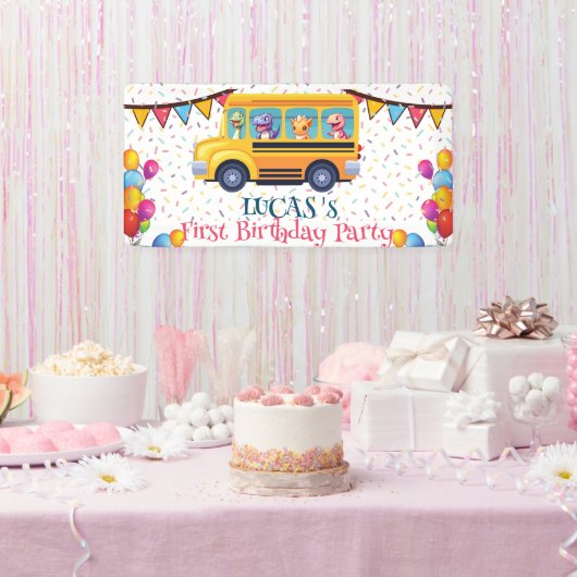 Funny dinosaurier Zurück zur Schule Bus Junge Gebu Banner (Party)