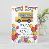 Funny dinosaurier Zurück zur Schule Bus Junge Gebu Einladung (Stehend Vorderseite)