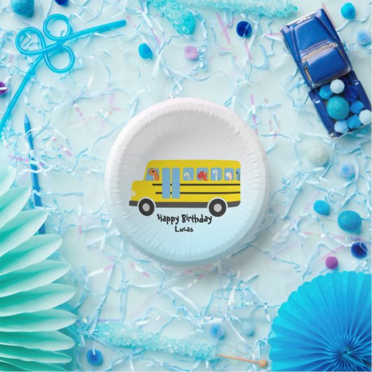 Funny dinosaurier Zurück zur Schule Bus Junge Gebu Pappteller (Party)