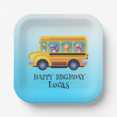 Funny dinosaurier Zurück zur Schule Bus Junge Gebu Pappteller (Vorderseite)