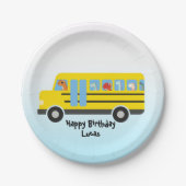 Funny dinosaurier Zurück zur Schule Bus Junge Gebu Pappteller (Vorderseite)