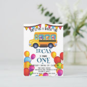 Funny dinosaurier Zurück zur Schule Bus Junge Gebu Postkarte (Stehend Vorderseite)