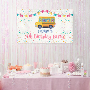 Funny Dinosaurier Zurück zur Schule Bus Kuchen Geb Banner