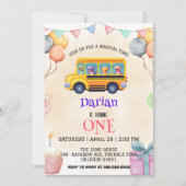 Funny Dinosaurier Zurück zur Schule Bus Kuchen Geb Save The Date (Vorderseite)