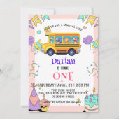 Funny Dinosaurier Zurück zur Schule Bus Kuchen Geb Save The Date (Vorderseite)