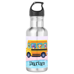Funny dinosaurier Zurück zur Schule Bus Rainbow Ge Edelstahlflasche