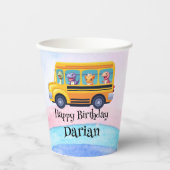 Funny dinosaurier Zurück zur Schule Bus Rainbow Ge Pappbecher (Vorderseite)