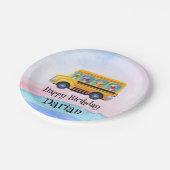 Funny dinosaurier Zurück zur Schule Bus Rainbow Ge Pappteller (Schrägansicht)