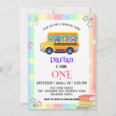 Funny dinosaurier Zurück zur Schule Bus Rainbow Ge Save The Date (Vorderseite)