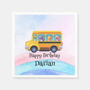 Funny dinosaurier Zurück zur Schule Bus Rainbow Ge Serviette
