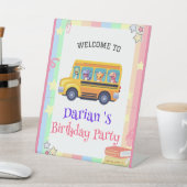 Funny dinosaurier Zurück zur Schule Bus Rainbow Ge Sockelschild (In SItu)