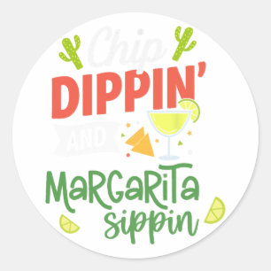Funny Dippin' and Margarita Sippin' Cinco de Mayo Runder Aufkleber
