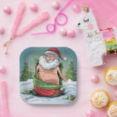 Funny Dirty Santa Christmas Collection Pappteller (Party)