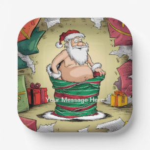 Funny Dirty Santa Christmas Collection Pappteller