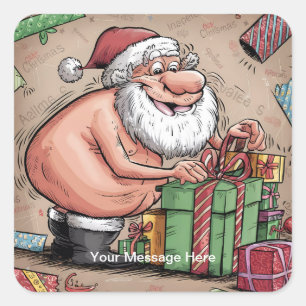 Funny Dirty Santa Christmas Collection Quadratischer Aufkleber