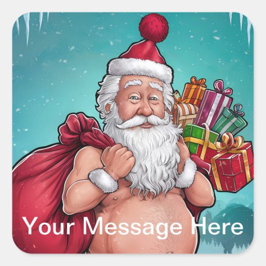 Funny Dirty Santa Christmas Collection Quadratischer Aufkleber (Vorderseite)