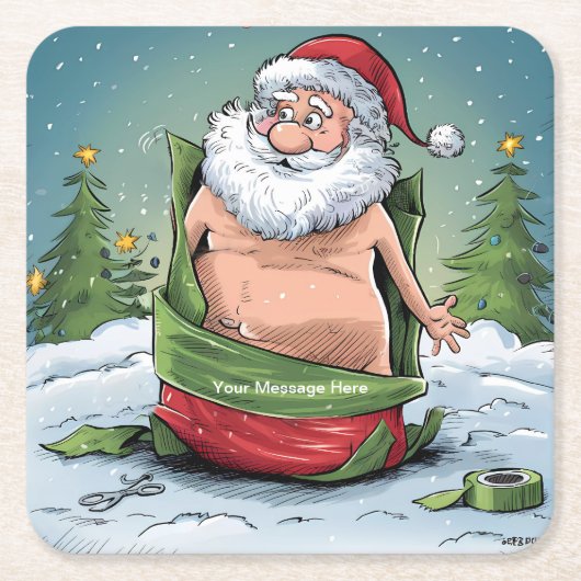 Funny Dirty Santa Christmas Collection Rechteckiger Pappuntersetzer (Vorderseite)