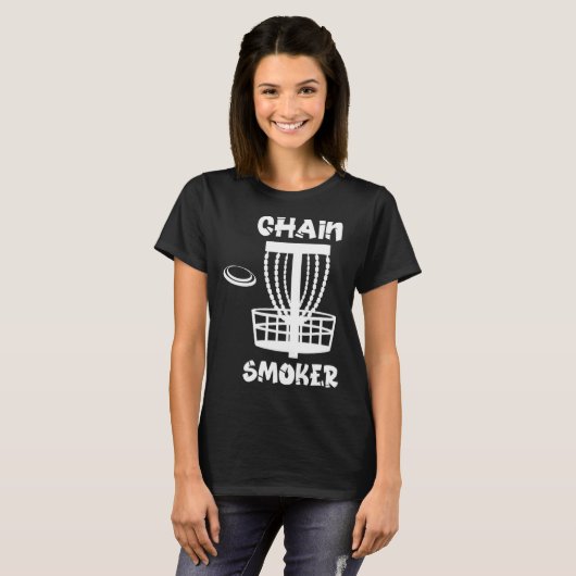 Funny Disc Golf Chain Smoker T-Shirt (Vorne ganz)