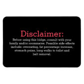 Funny Disclaimer Kühlschrank Zeichen schwarz bearb Magnet (Horizontal)