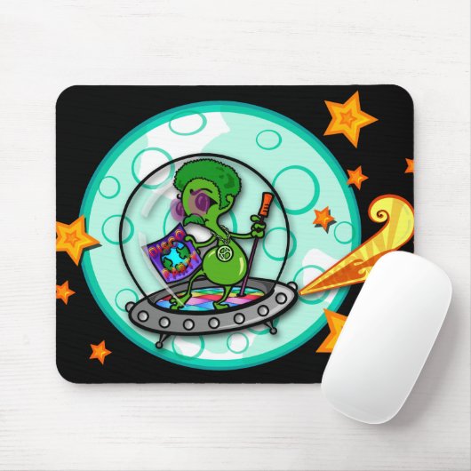 FUNNY DISCO ALIEN MOUSE PAD MOUSEPAD (Mit Mouse)