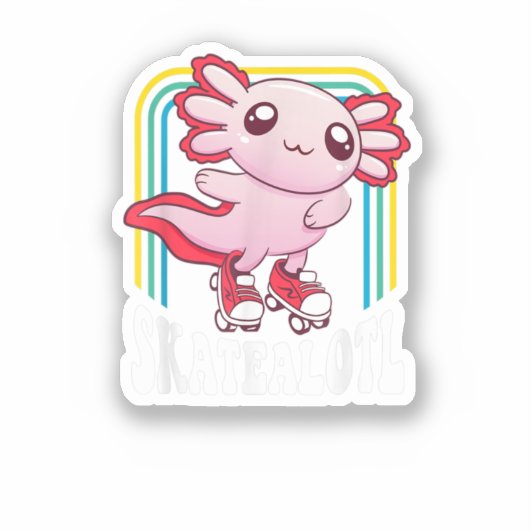 Funny Disco Roller Skate Axolotl Cute Salamander Aufkleber (Vorderseite)