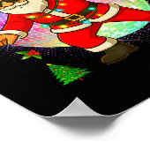 Funny Disco Santa Xmas Lights Girls Boys Kids Chri Poster (Ecke)