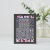 Funny Disco Techno DJ Button Mixer Postkarte (Stehend Vorderseite)