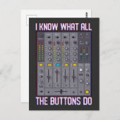 Funny Disco Techno DJ Button Mixer Postkarte (Vorne/Hinten)